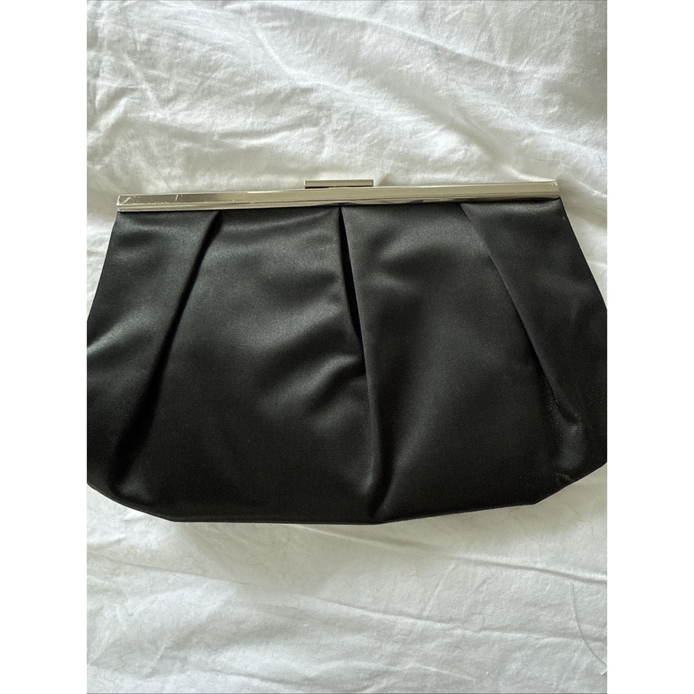 BANANA REPUBLIC Small Black Satin Clutch Evening Party Bag